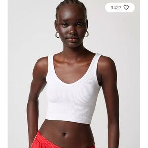 White Urban Outfitters Drew Seamless Ribbed Tank